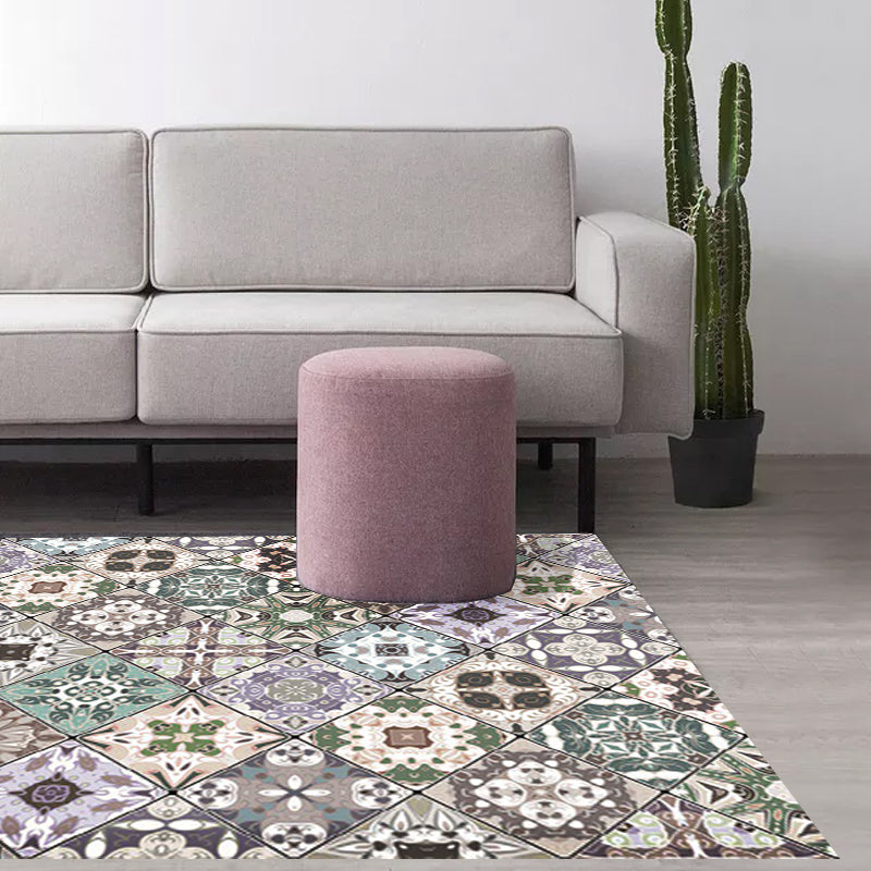 Avtoit | Retro Moroccan rug in green geometric floral pattern rug Polyester non-slip washable rug for home decor