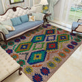 Avtoit | Southwest Living Room Rug in Brown Diamond Pattern Rug Polyester Washable Non-Slip Back Area Rug