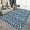 Avtoit | Blue Bedroom Rug Southwestern Stripes Triangle Pattern Area Rug Polyester Washable Non-Slip Rug