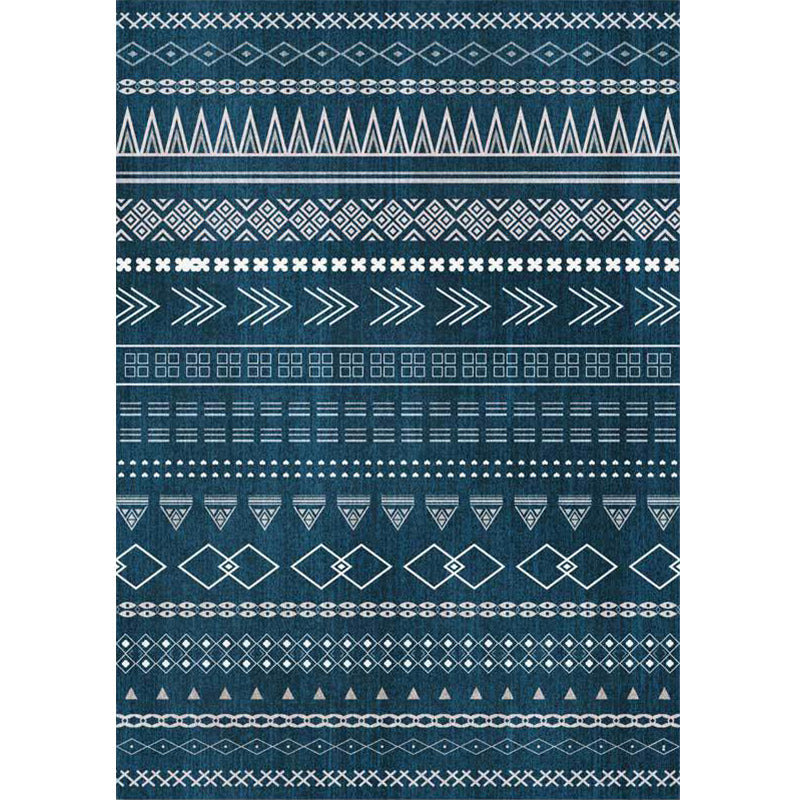 Avtoit | Southwestern living room rug in blue diamond triangle print rug polyester machine washable rug