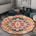 Avtoit | Orange Bedroom Rug Moroccan Floral Pattern Area Rug Polyester Pet Friendly Washable Rug