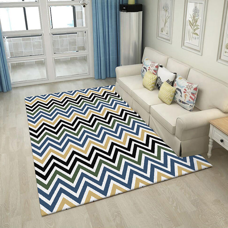 Avtoit | Colorful Bedroom Carpet Novelty Chevron Pattern Area Rug Polyester Non-Slip Back Carpette