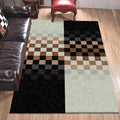 Avtoit | Black and ivory bedroom carpet novelty mosaic color block pattern rug polyester non-slip washable carpet