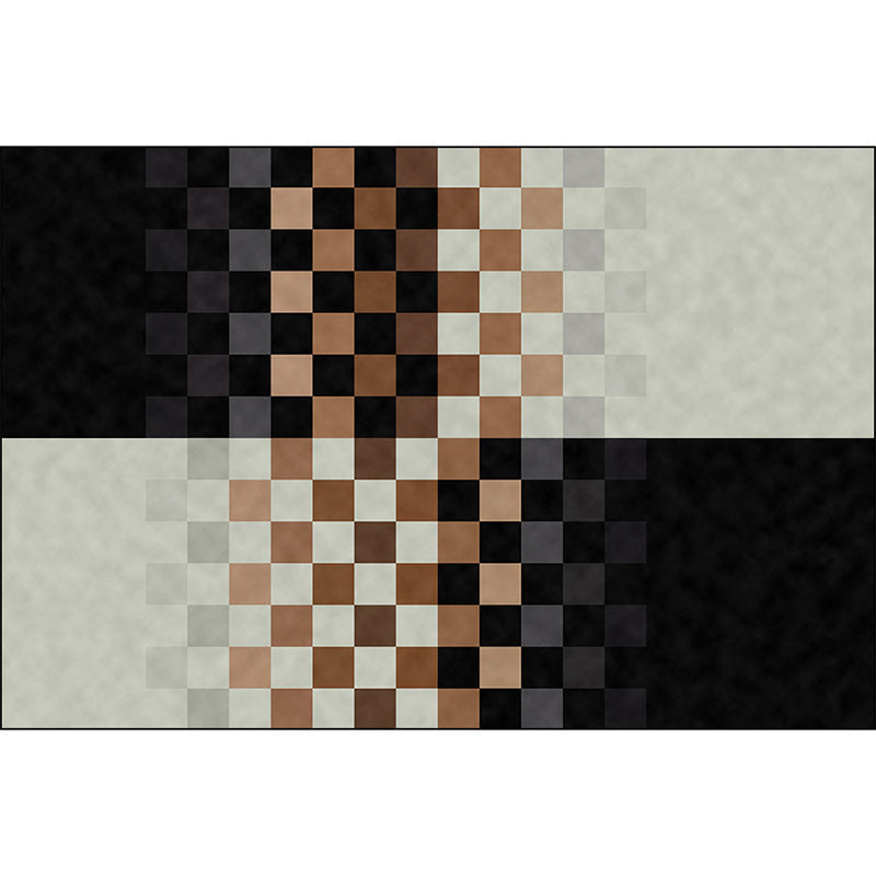Avtoit | Black and ivory bedroom carpet novelty mosaic color block pattern rug polyester non-slip washable carpet