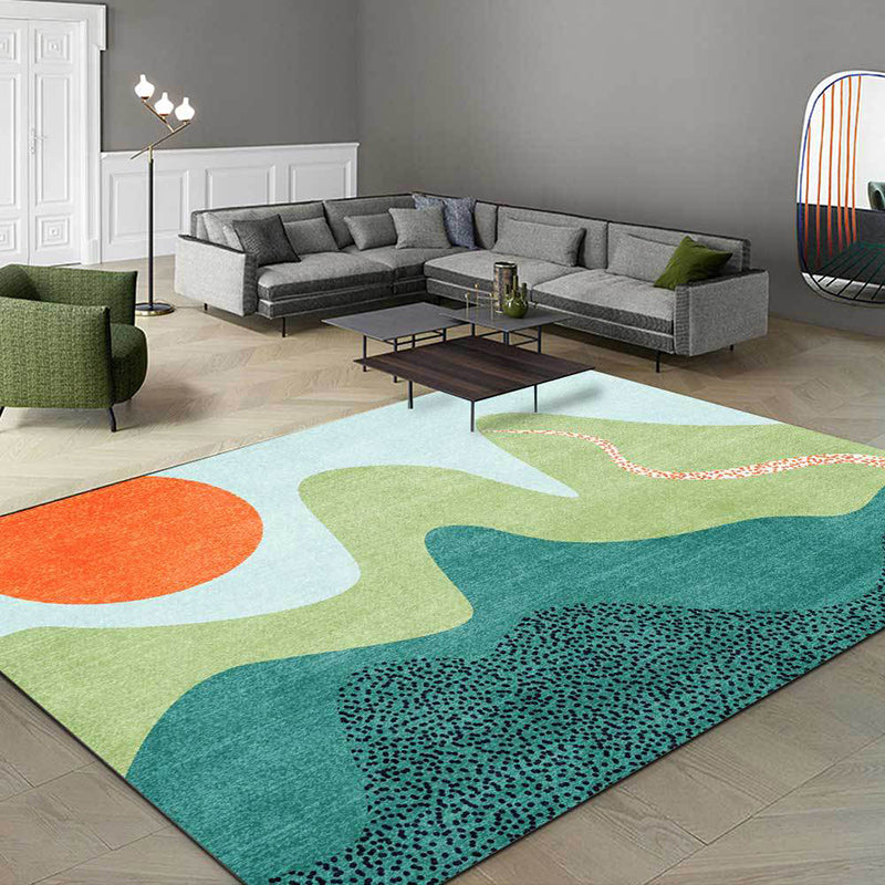 Avtoit | Multicolor Bedroom Rug Novelty Color Block Sun Hill Pattern Area Rug Polyester Non-Slip Washable Rug