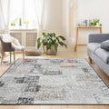 Rectangular Polyester Area Rug with Color-Block Pattern and Non-Slip Design
