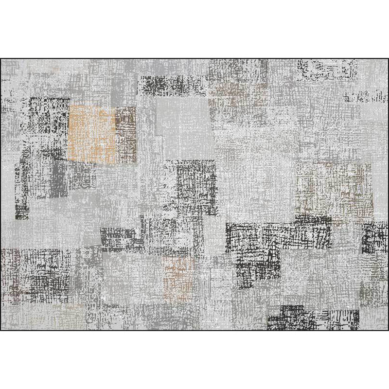 Rectangular Polyester Area Rug with Color-Block Pattern and Non-Slip Design
