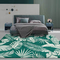 Avtoit | Stylish Leaf Pattern Carpet Green Tropical Carpet Polyester Washable Non-Slip Back Area Rug for Living Room