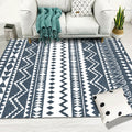 Avtoit | Navy Blue Rug Bohemian Tribal Geometric Rug Polyester Non-Slip Power Loom Living Room Rug