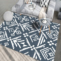 Avtoit | Marine-Indian Tribe Wallpaper Geometric Floor Covering Synthetic Washable Pet Friendly Stain Resistant Power Loom Rug