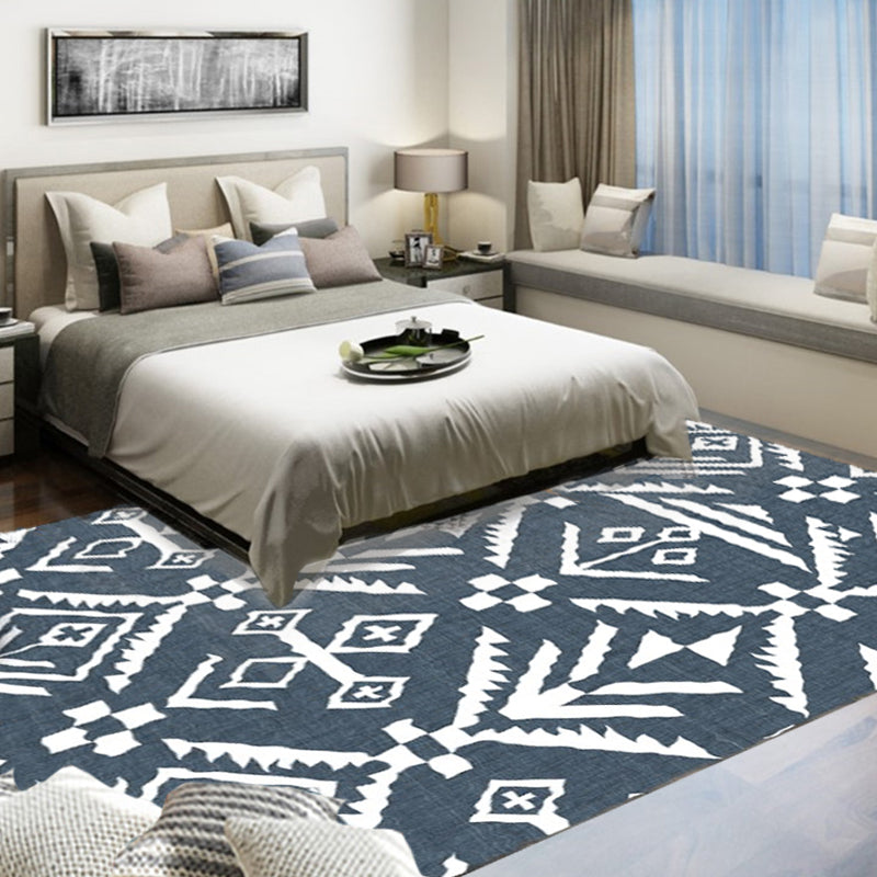 Avtoit | Marine-Indian Tribe Wallpaper Geometric Floor Covering Synthetic Washable Pet Friendly Stain Resistant Power Loom Rug