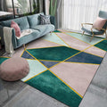 Avtoit | Pink and Green Contemporary Carpet Polyester Color Block Carpet Washable Non-Slip Backing Rug for Living Room
