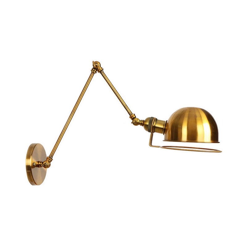 Avtoit | 1 Light Swing Arm Wall Lighting Vintage Style Brass/Copper Metal Wall Mount Light with Bowl Shade