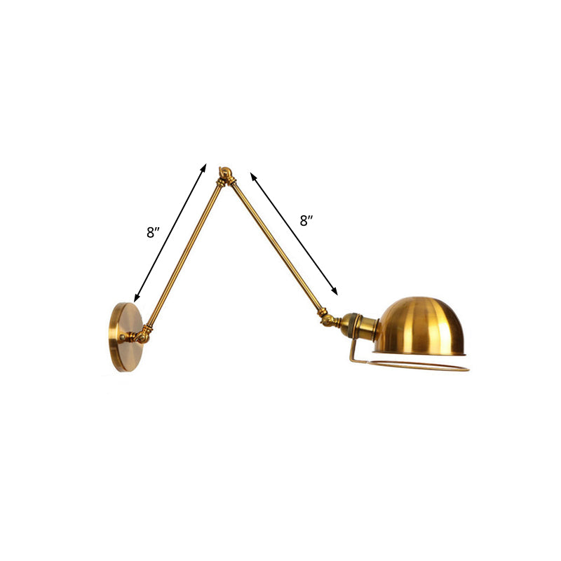 Avtoit | 1 Light Swing Arm Wall Lighting Vintage Style Brass/Copper Metal Wall Mount Light with Bowl Shade
