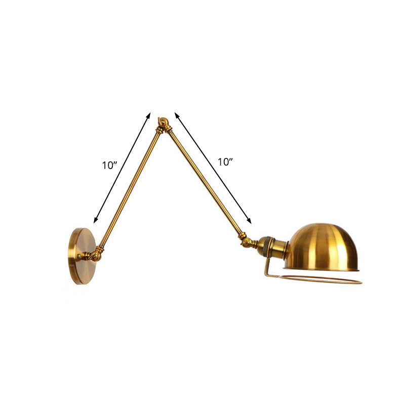 Avtoit | 1 Light Swing Arm Wall Lighting Vintage Style Brass/Copper Metal Wall Mount Light with Bowl Shade
