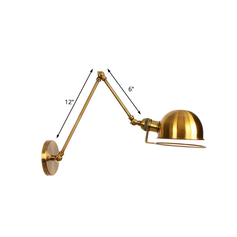 Avtoit | 1 Light Swing Arm Wall Lighting Vintage Style Brass/Copper Metal Wall Mount Light with Bowl Shade
