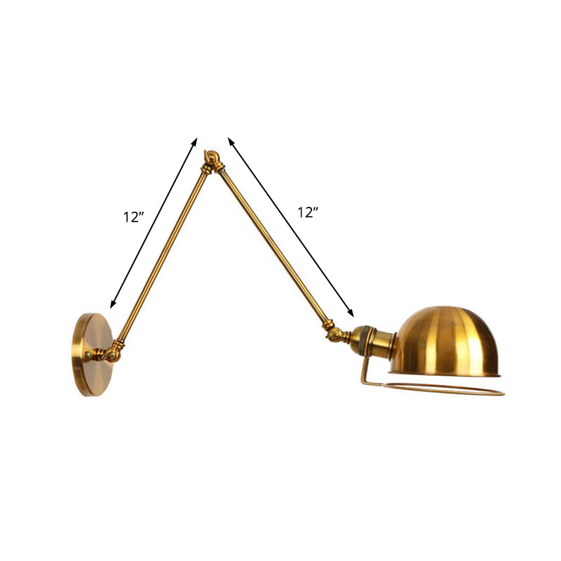 Avtoit | 1 Light Swing Arm Wall Lighting Vintage Style Brass/Copper Metal Wall Mount Light with Bowl Shade