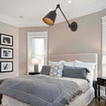 Avtoit | 1 Light Metal Wall Lamp Contemporary Black/Rust Colored Tailored Bedroom Wall Lamp Sconces with Adjustable Arm