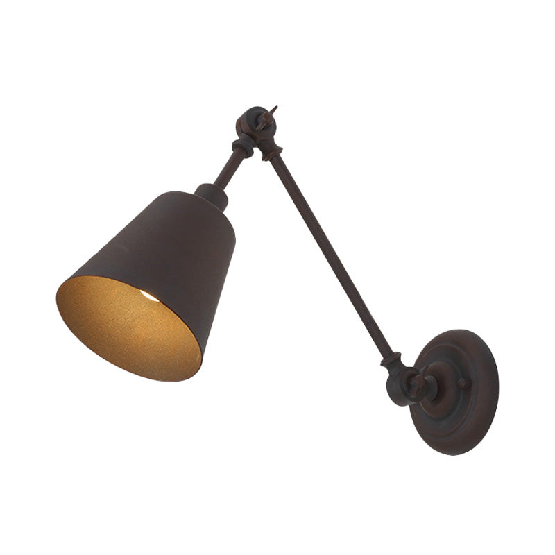 Avtoit | 1 Light Metal Wall Lamp Contemporary Black/Rust Colored Tailored Bedroom Wall Lamp Sconces with Adjustable Arm