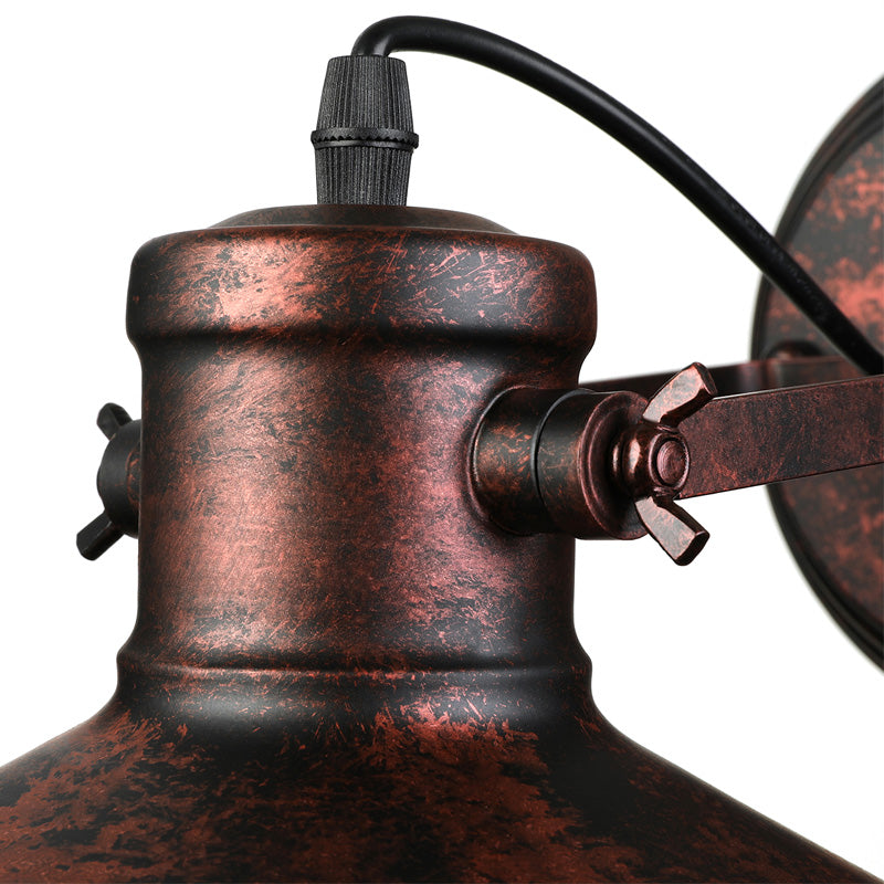 Avtoit | Metallic Saucer Wall Light Antique Style 1-Bulb Hallway Wall Light Lamp in Black/Rust