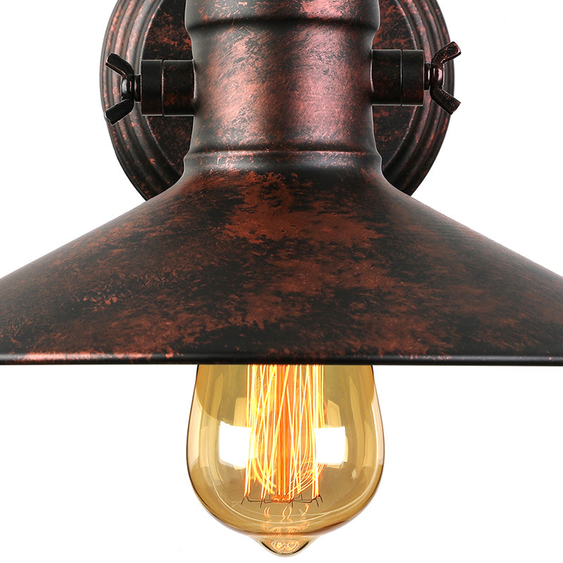Avtoit | Metallic Saucer Wall Light Antique Style 1-Bulb Hallway Wall Light Lamp in Black/Rust