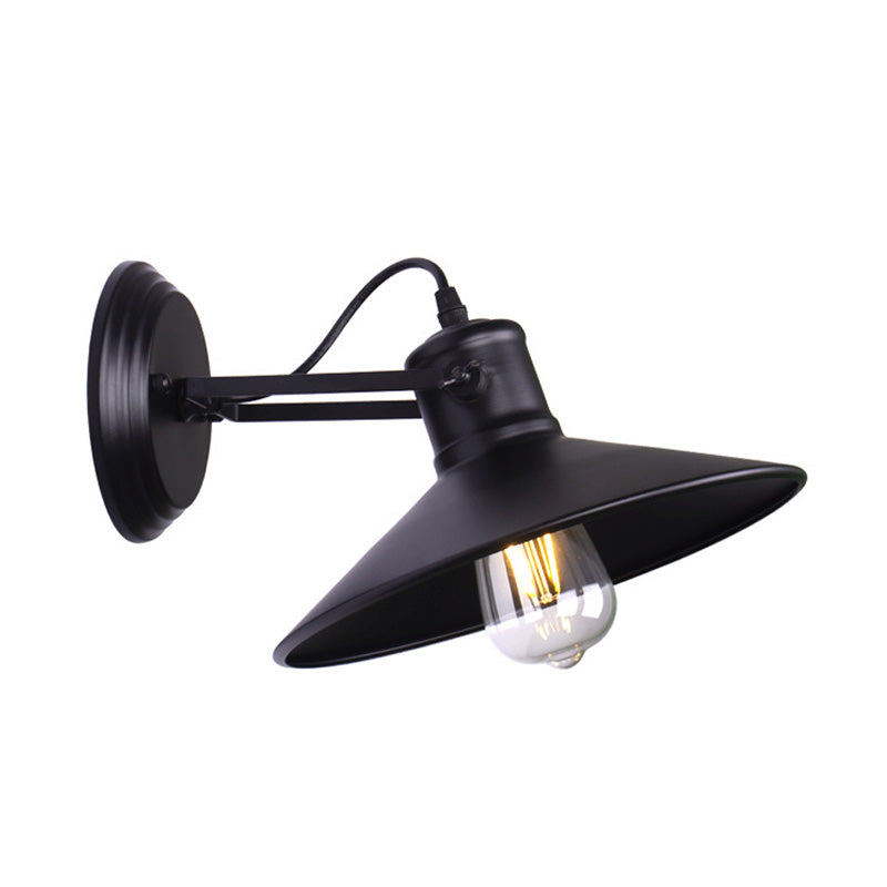 Avtoit | Metallic Saucer Wall Light Antique Style 1-Bulb Hallway Wall Light Lamp in Black/Rust