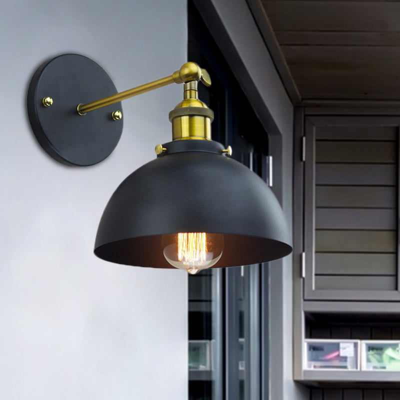 Avtoit | 1 Head Wall Light with Dome Shade Metal Rotatable Wall Lamp in Brass Finish for Balcony