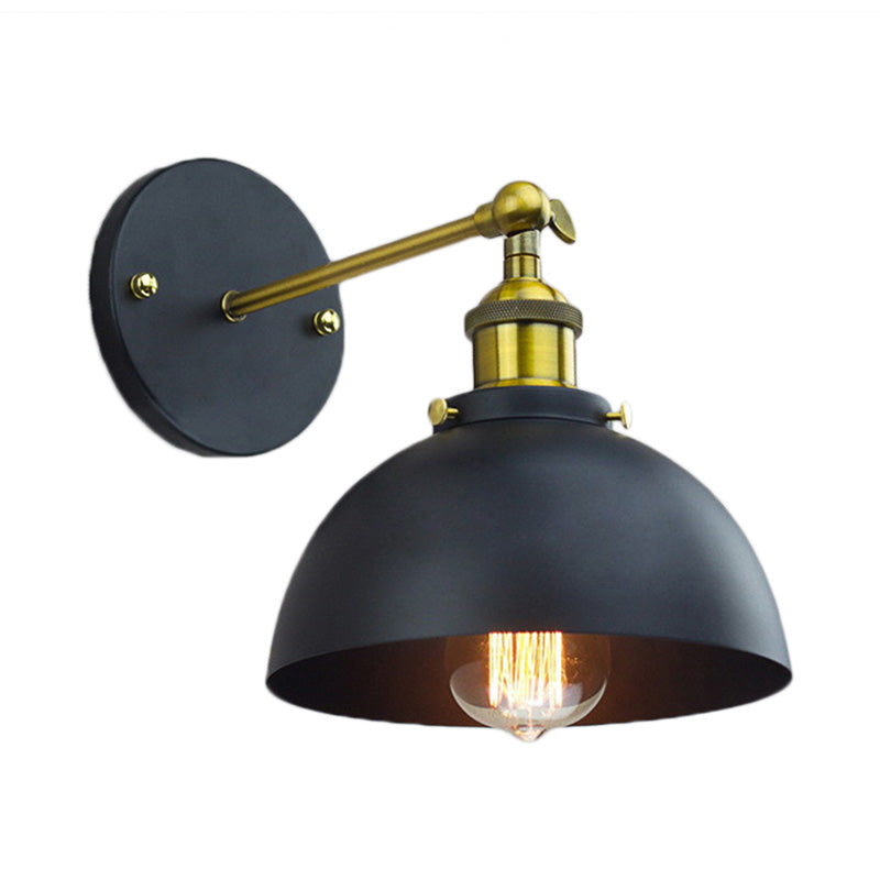 Avtoit | 1 Head Wall Light with Dome Shade Metal Rotatable Wall Lamp in Brass Finish for Balcony