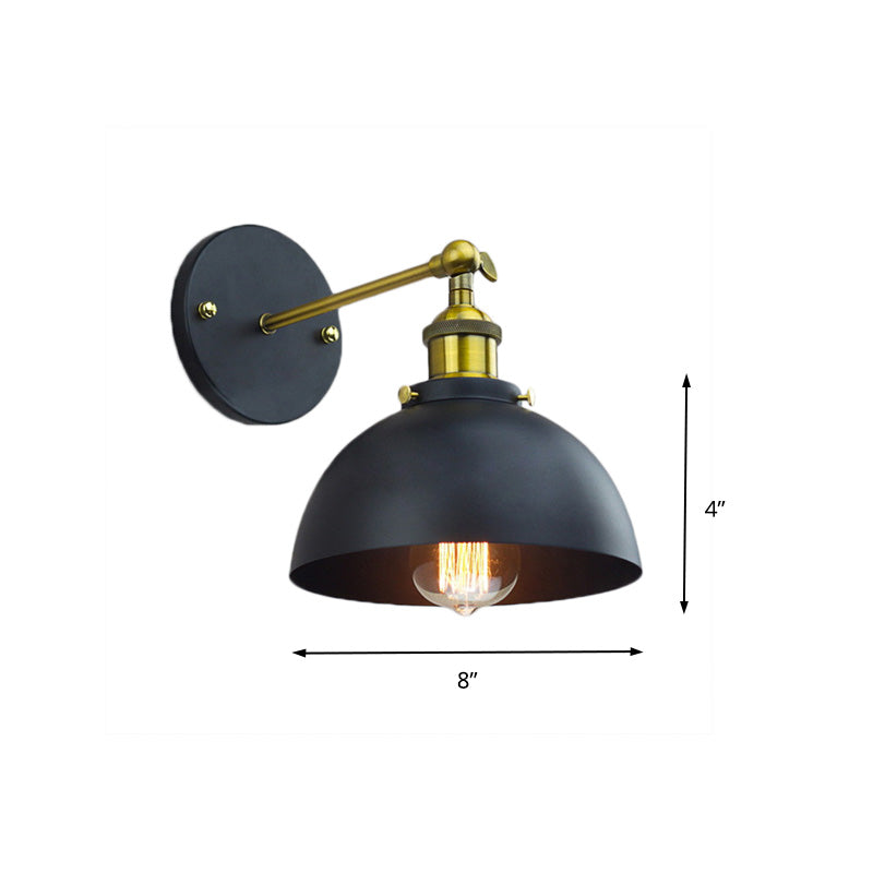 Avtoit | 1 Head Wall Light with Dome Shade Metal Rotatable Wall Lamp in Brass Finish for Balcony