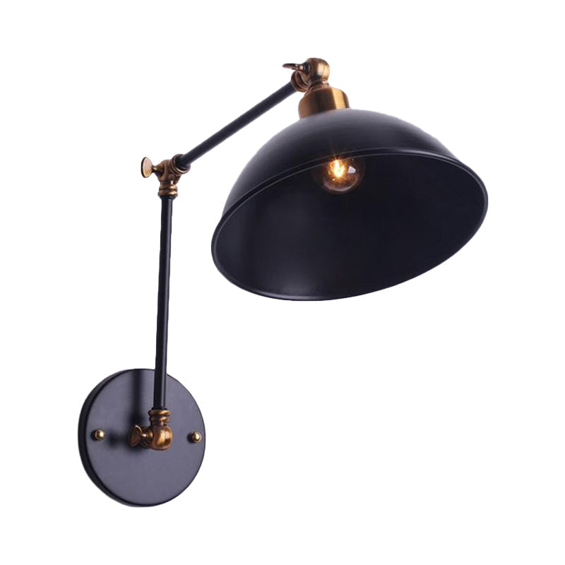 Avtoit | 1 Bulb Wall Light Vintage Swivel Arm Metal Wall Lighting with Bowl Light in Black for Staircase