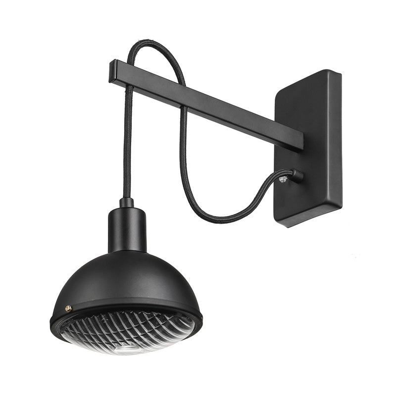 Avtoit | 1 Light Wall Lighting Farm Bowl Shade Metallic Wall Lamp in Black for Dining Room