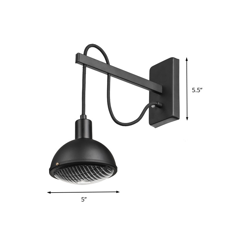 Avtoit | 1 Light Wall Lighting Farm Bowl Shade Metallic Wall Lamp in Black for Dining Room