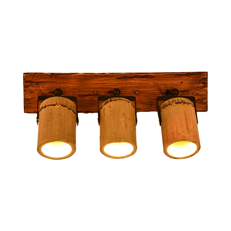 Avtoit | Wooden Cylinder Wall Lamp Rustic Stylish Wall Light in Beige for Bistro Restaurant