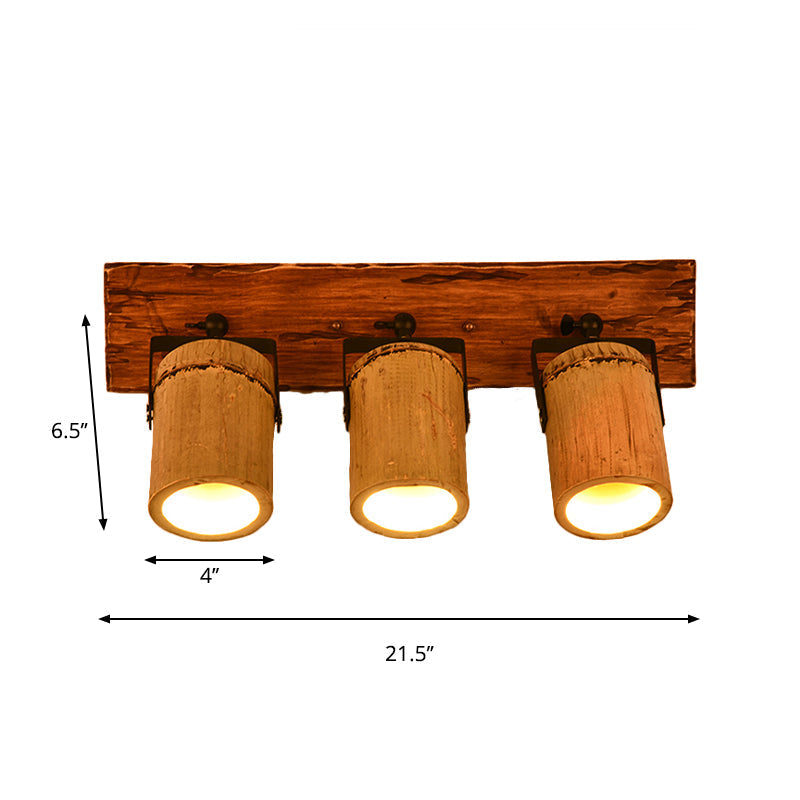 Avtoit | Wooden Cylinder Wall Lamp Rustic Stylish Wall Light in Beige for Bistro Restaurant
