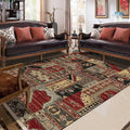 Avtoit | Red and brown bedroom carpet southwestern geometry floral pattern area rug polyester non-slip rug