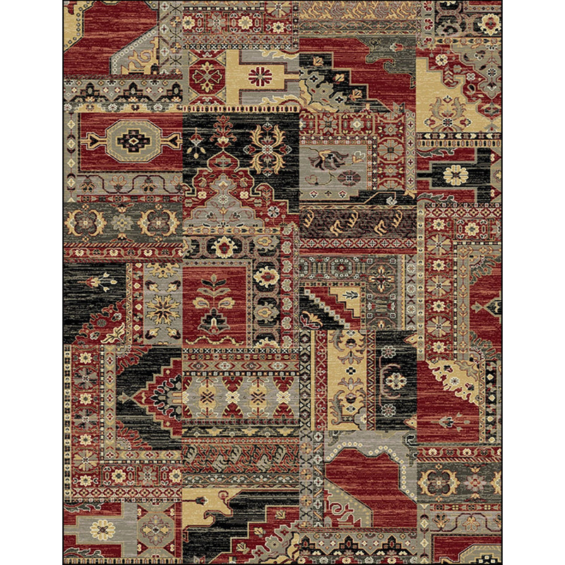 Avtoit | Red and brown bedroom carpet southwestern geometry floral pattern area rug polyester non-slip rug