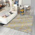 Avtoit | Modern Novelty Carpet in Gray Geometric Lines Pattern Carpet Polyester Washable Non-slip Area Rug for Home Decoration