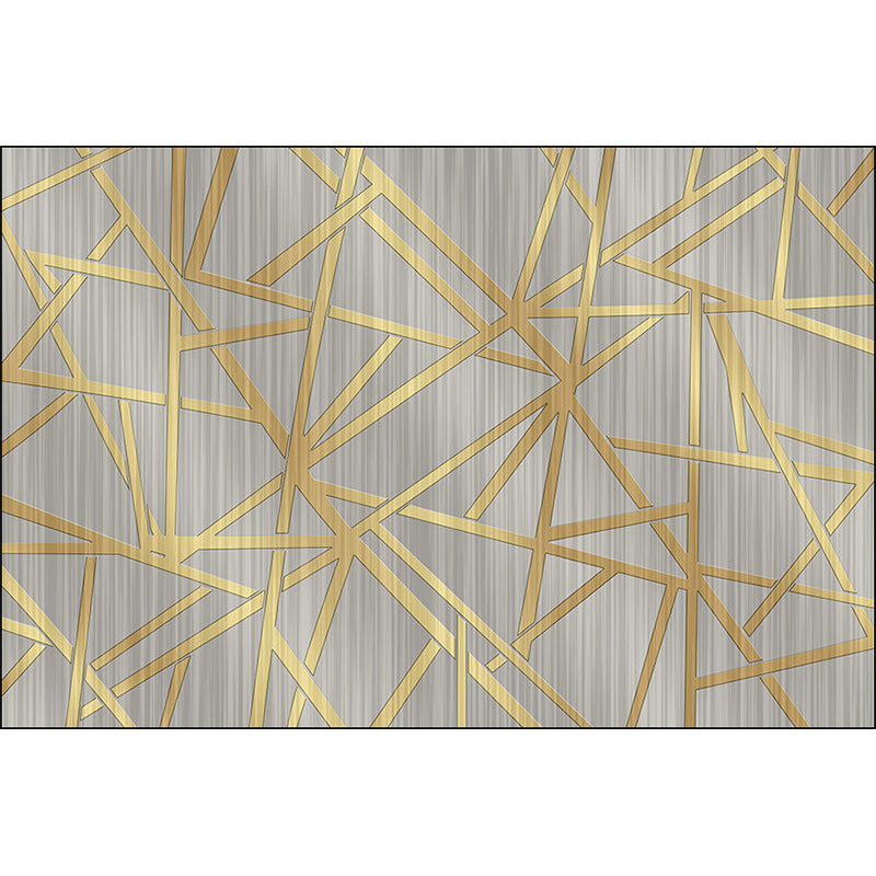 Avtoit | Modern Novelty Carpet in Gray Geometric Lines Pattern Carpet Polyester Washable Non-slip Area Rug for Home Decoration