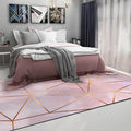 Avtoit | Modern Geometric Pattern Rug Pink Polyester Washable Non-Slip Back Rug for Living Room