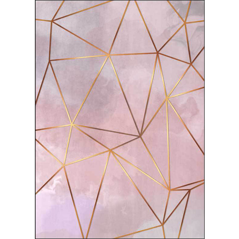 Avtoit | Modern Geometric Pattern Rug Pink Polyester Washable Non-Slip Back Rug for Living Room