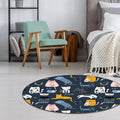 Avtoit | Simple children's carpet in white and blue animal giraffe penguin rabbit pattern carpet polyester washable carpet for the children's room