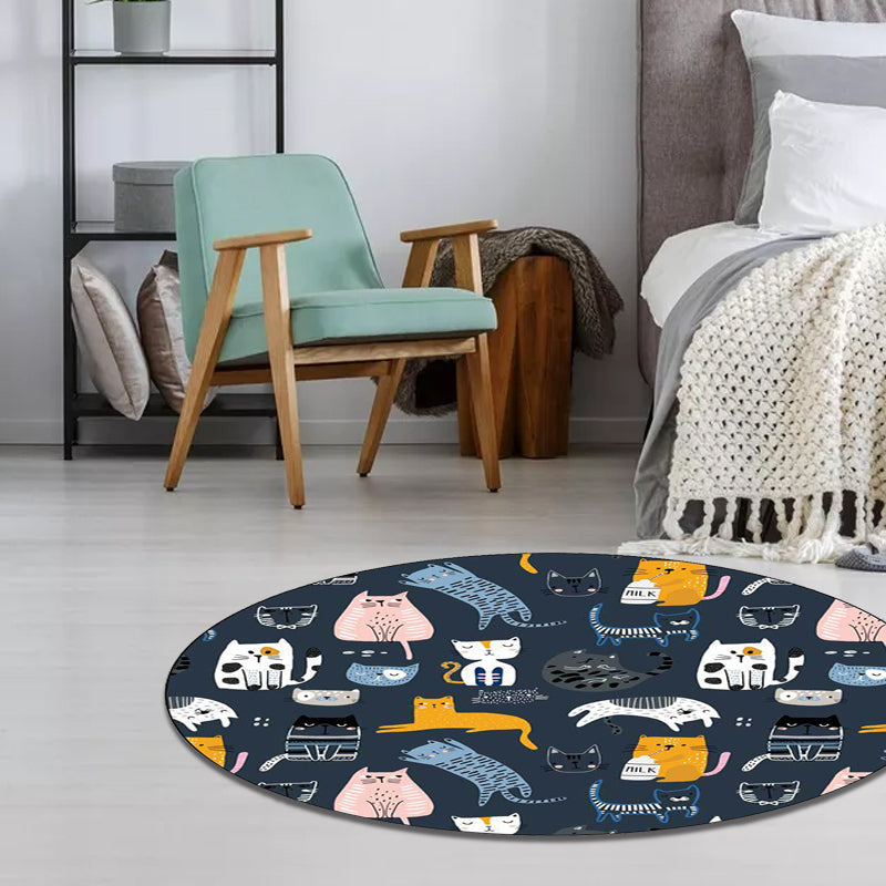 Avtoit | Simple children's carpet in white and blue animal giraffe penguin rabbit pattern carpet polyester washable carpet for the children's room
