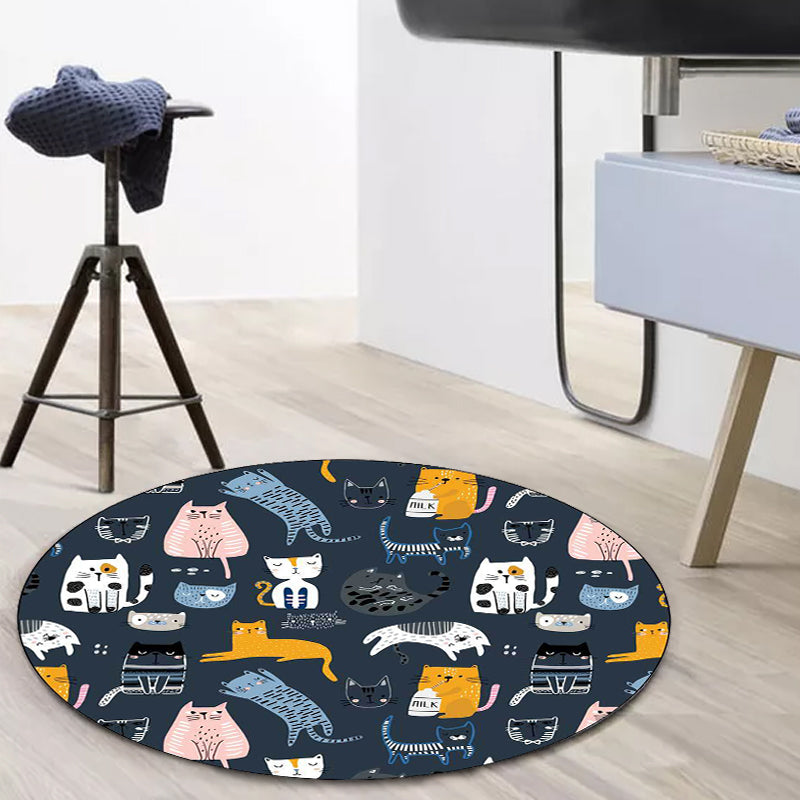 Avtoit | Simple children's carpet in white and blue animal giraffe penguin rabbit pattern carpet polyester washable carpet for the children's room