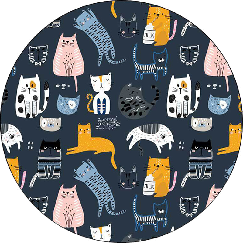 Avtoit | Simple children's carpet in white and blue animal giraffe penguin rabbit pattern carpet polyester washable carpet for the children's room