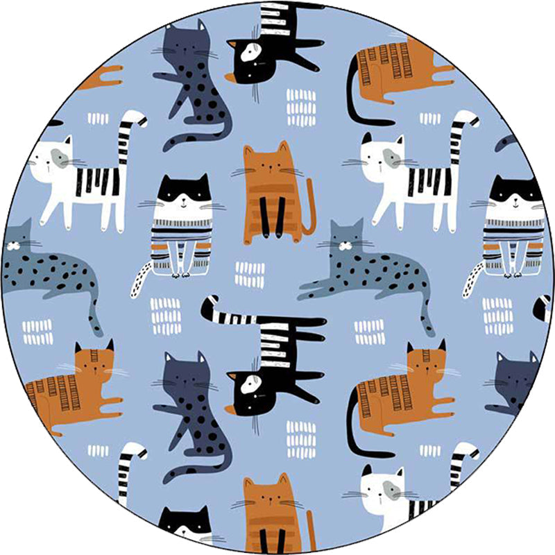 Avtoit | Simple children's carpet in white and blue animal giraffe penguin rabbit pattern carpet polyester washable carpet for the children's room