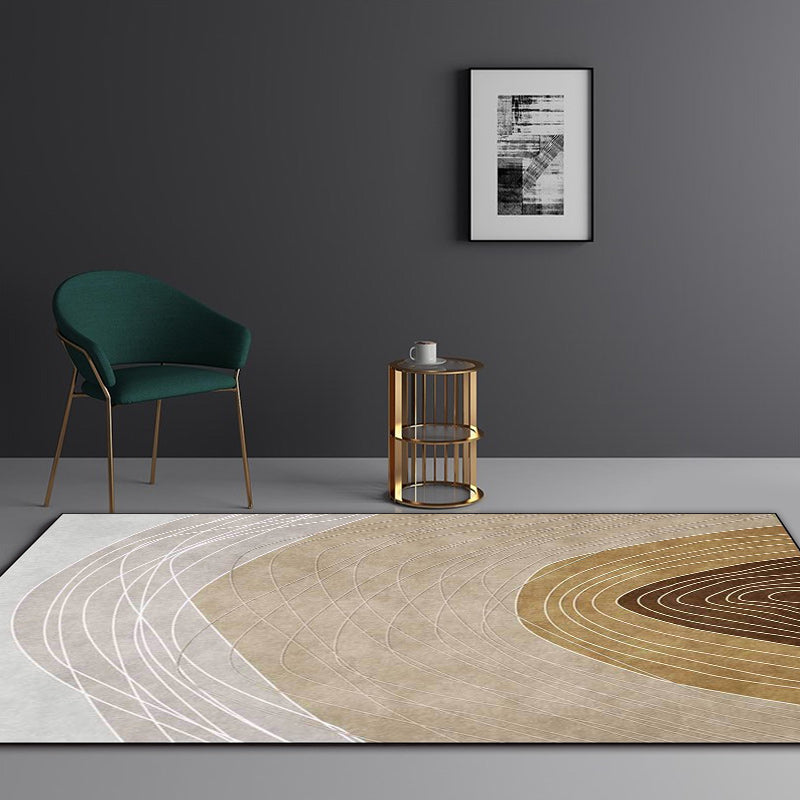 Avtoit | Novelty Living Room Rug Multicolor Color Block Wood Grain Print Rug Polyester Washable Pet-Friendly Rug
