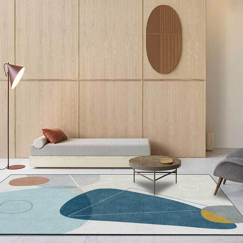Avtoit | Ivory Bedroom Rug Novelty Color Block Triangle Pattern Area Rug Polyester Non-Slip Backing Rug