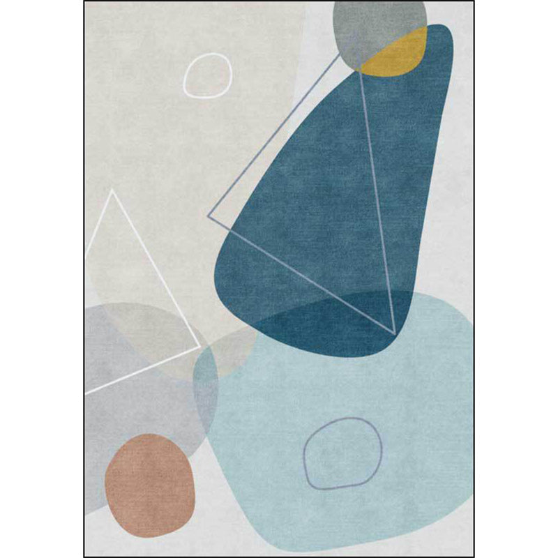 Avtoit | Ivory Bedroom Rug Novelty Color Block Triangle Pattern Area Rug Polyester Non-Slip Backing Rug