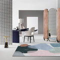 Avtoit | Novelty Living Room Rug Multicolored Color Box Triangle Print Carpet Polyester Pet Friendly Non-Slip Area Rug