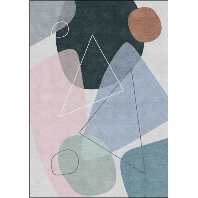 Avtoit | Novelty Living Room Rug Multicolored Color Box Triangle Print Carpet Polyester Pet Friendly Non-Slip Area Rug
